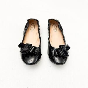 Tod's Black Patent Leather Flexible Ballerina Flat Shoes Slipper Size 36
